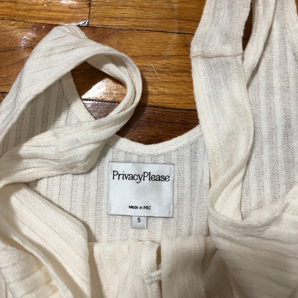 Privacy Please Cream Ribbed Tank Top - Picture 6 of 6